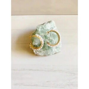 18K Gold Filled Dainty Classic Pearl Hoop Earrings